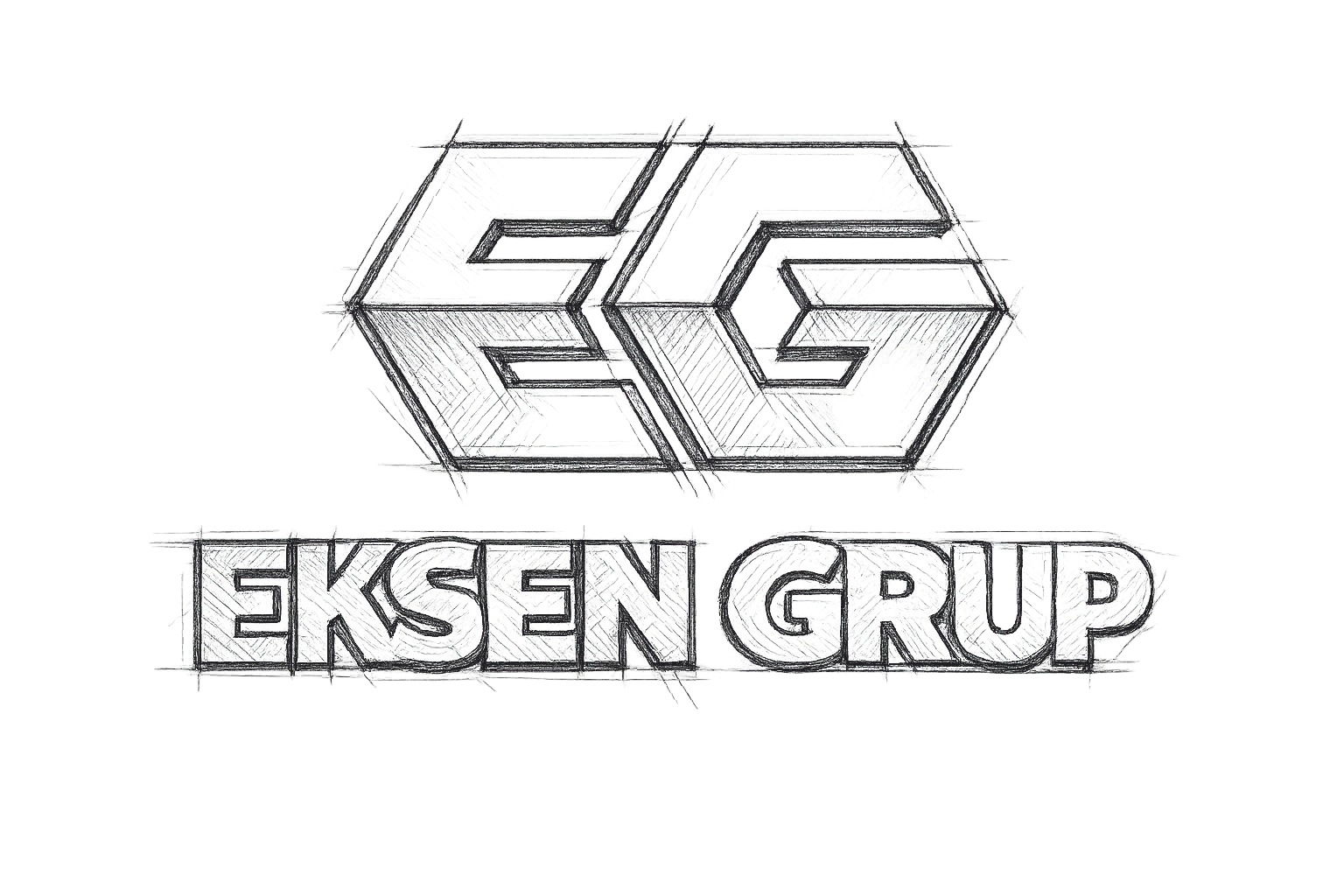Eksen Grup çizim — EG monogram ve kurumsal illüstrasyon